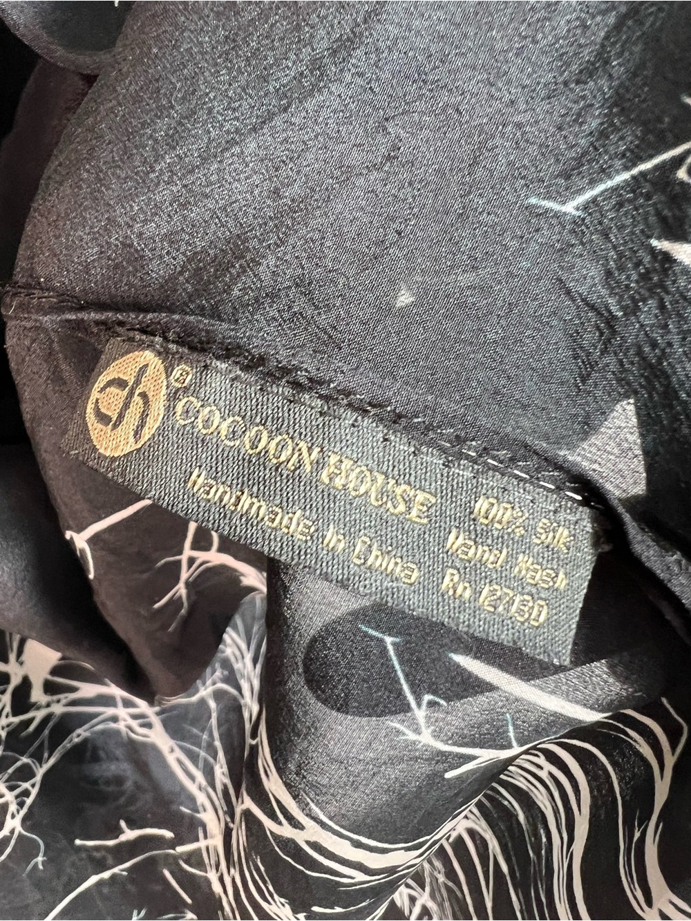 Cocoon House Silk Handmade Kimono Wrap Bird Print - Picture 4 of 8
